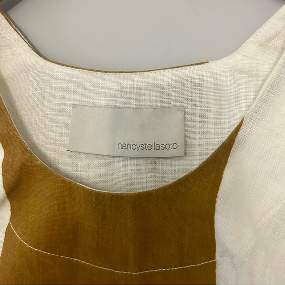 NANCYSTELLASOTO Nancy Stella Soto SLSS Linen Blouse in Brown White - Picture 4 of 6